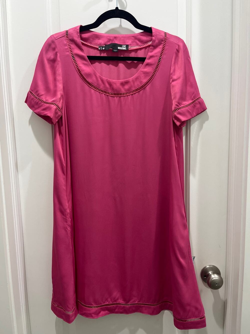 Love Moschino Pink Round Neck Mini Shirt Dress Sz 4